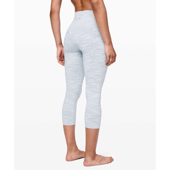 Lululemon Wunder Under Crop High Rise Leggings 21” Sheer Blue Chambray Size 10 - Picture 1 of 8